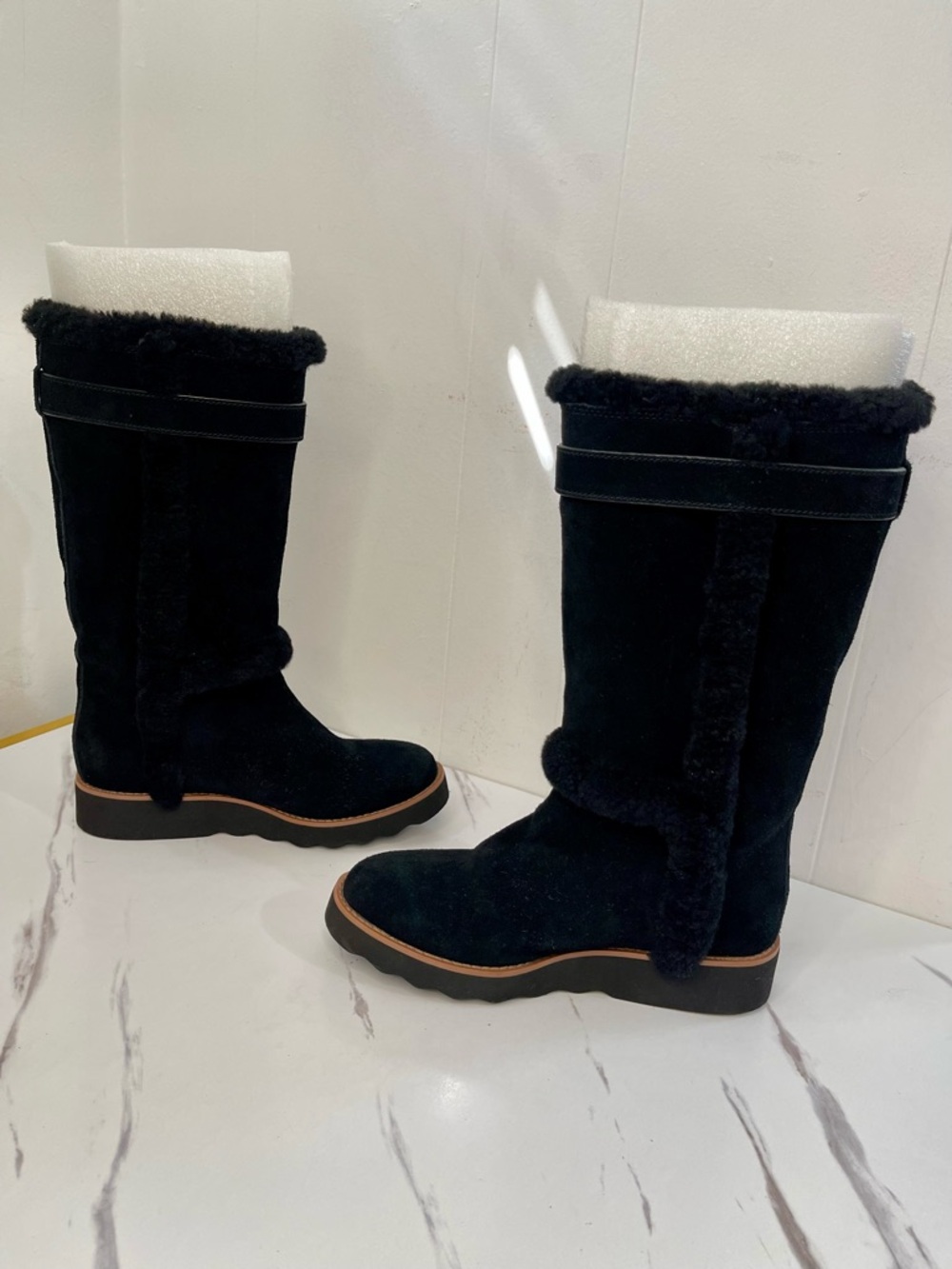 Coach Women's 6 BELMONT Suede Leather Cold Weather Winter Black tall Boots Shoes - Picture 3 of 11